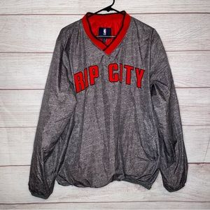 NBA Blazers Pullover Men’s Jacket Coat Windbreaker Gray & Red with pockets